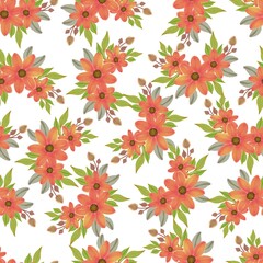Fototapeta premium seamless pattern of orange flowers bouquet for textile design