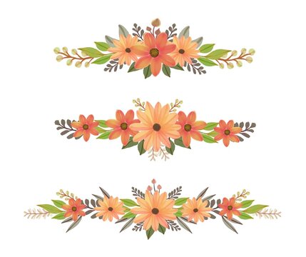 Arrangement Of Orange Watercolor Flowers