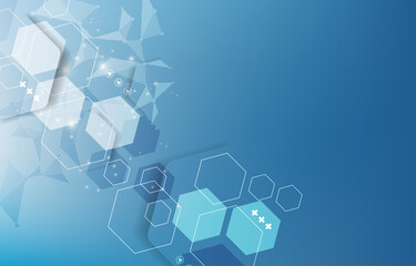 Vector technology geometric hexagon shape.blue vector hexagon background