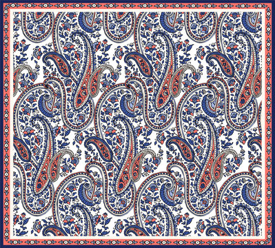 Bandana pattern with paisley elements. handkerchief square design, perfect for fabric, decoration or paper