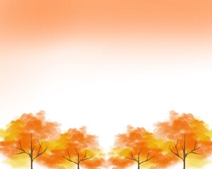 Naklejka na ściany i meble 紅葉した木と夕焼け空の秋フレーム