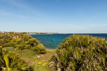 Beautiful Sceneries of Fanusa Beach (Spiaggia di Fanusa) in Syracuse, Sicily, Italy.