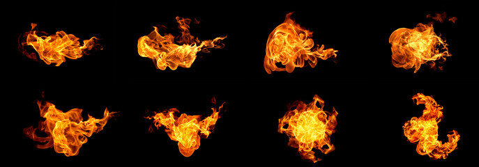 Fire flames on a black background