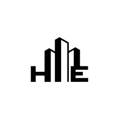 Fototapeta premium HE Initials letter Building Construction Real Estate logo