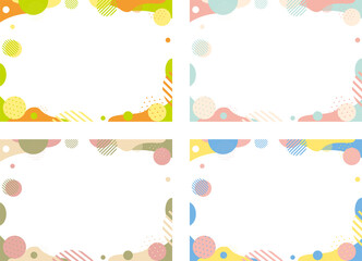 3色のドット幾何学フレームセット
