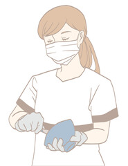 印象を練る歯科衛生士（パステルカラー）