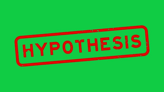Grunge red hypothesis word square rubber seal stamp zoom on green background