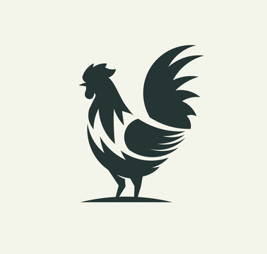 simple rooster or cock silhouette logo vector illustration design
