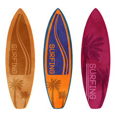 Palm tree pattern surfboard set