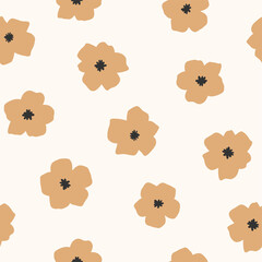 Abstract flower vector seamless pattern. Hand drawn modern floral background	