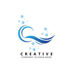 simple ocean wave logo icon vector