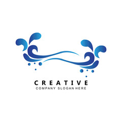 simple ocean wave logo icon vector