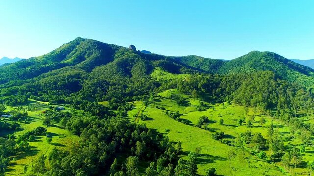 Aerial photography of the vast green mountains near Moogerah, Australia