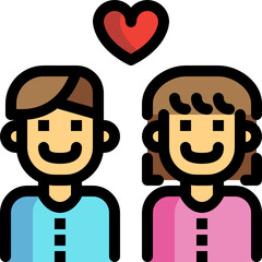 couple color outline icon