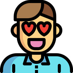 man in love color outline icon