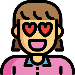 woman in love color outline icon