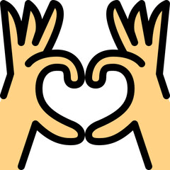 hand heart color outline icon