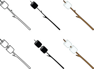 Marshmallow on a Stick Clipart Set