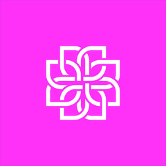 Logo Design Monogram Logotype Vector Icon, Simple flower  Sign Business Graphic Idea