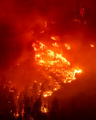 Wildfire burns on California mountain