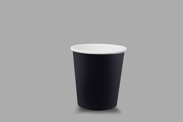 Hot espresso morning coffee black paper cup isolated background - Blank packaging mockup, clipping path