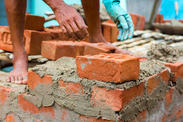 selective focus of bricks ballast work.
