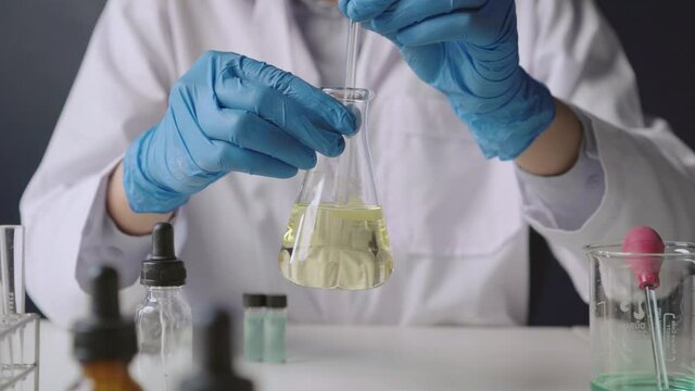 laboratory hand close-up medical technician working and researching
