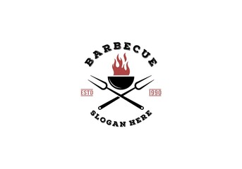 barbecue logo templte in white background