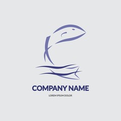 Fish Icon Minimalist Logo Design Template Vector Illustration