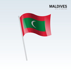 Maldives waving flag isolated on gray background