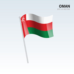 Oman waving flag isolated on gray background