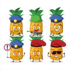 A dedicated Police officer of pineapple mascot design style