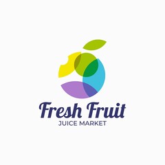 Vector Logo Illustration Fresh Fruit Colorful Mascot Style.