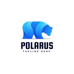 Vector Logo Illustration Polar Bear Gradient Colorful Style.