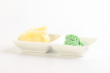 Ginger and wasabi in the bowl