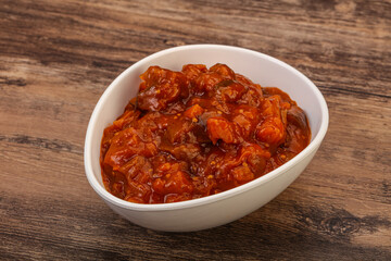 Eggplant saute with tomato and herbs