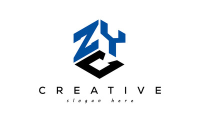 ZYC letters creative logo with hexagon