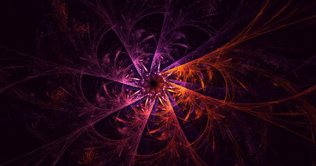 3D rendering abstract multicolor fractal light background