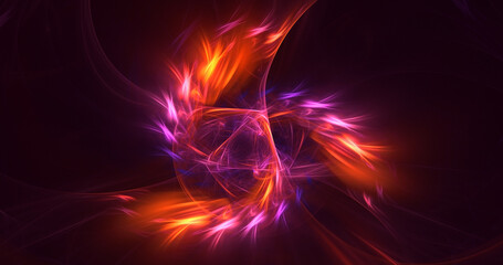 3D rendering abstract multicolor fractal light background