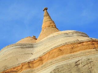 colorful eroded rock formation om a sunny day in kasha-katuwe tent rocks national monument, near santa fe,  new mexico