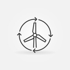 Wind Turbine with Arrows line icon. Wind Energy symbol