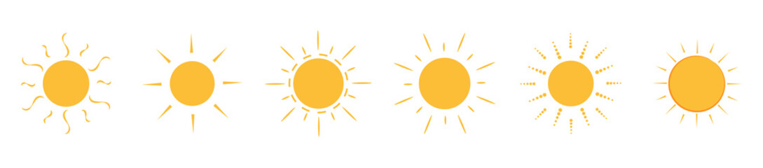 Sun icons set in different variants