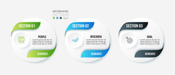 Business infographic  template with step or option design.
