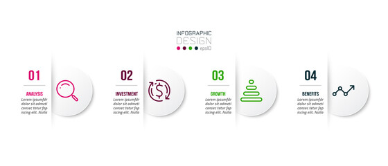 Business infographic  template with step or option design.