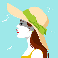 woman wearing hat_profile