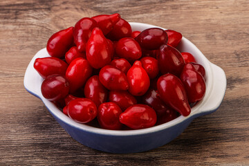 Sweet and ripe cornel berries