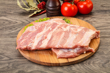 Raw pork ribs for cooking