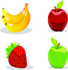 Fruit Icon Collection full color, Vector Ilustration.