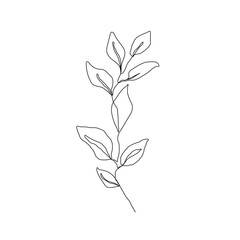 Leaves One Line Drawing. Hand Drawn Minimalism Style of Simple Leaves Line Art Drawing. Abstract Contemporary Design Template for Covers, t-Shirt Print, Postcard, Banner etc. Vector EPS 10