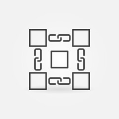 Blocks with Chain vector Blockchain concept outline icon